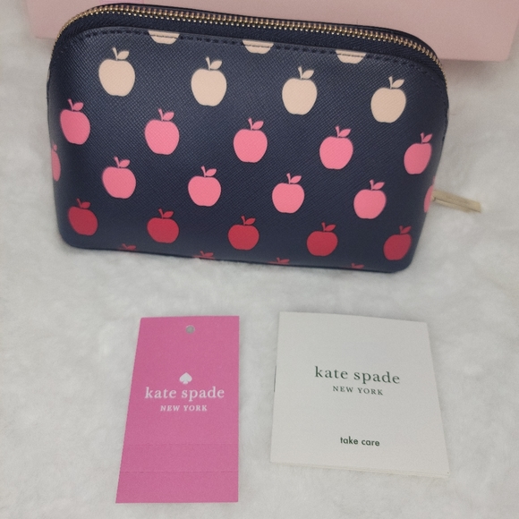 NWT Kate Spade Staci Small Red Apples Cosmetic Case MULTI - Picture 2 of 9
